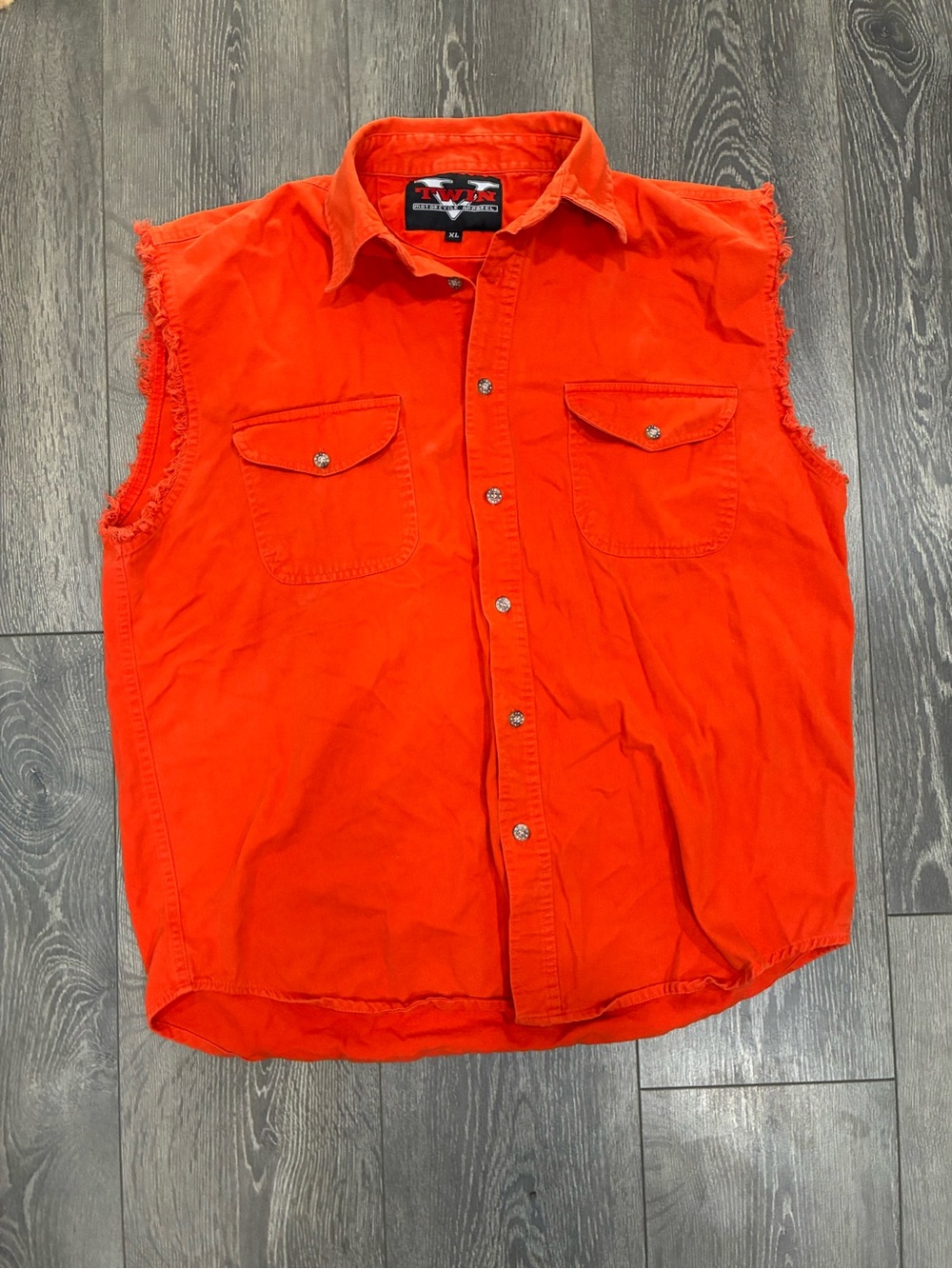 Vintage Motorcycle Vest Men’s Sleeveless Button-Up Shirt Jacket V Twin Biker
